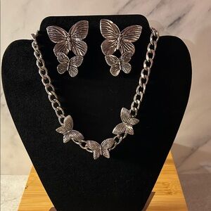 Silver Butterfly Jewelry Set
